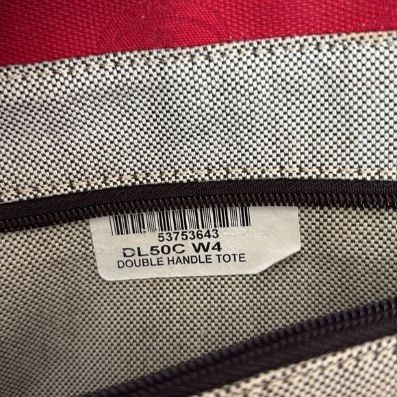 Dooney & Bourke Dual Handle Satchel Donegal Crest Red Canvas & Leather Bag - Picture 14 of 14